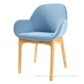 Modern Fabric Upholstered Wood Leisure Dining Chair